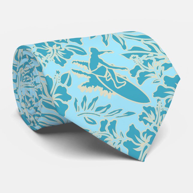 Surf Pareau Hawaiian Hibiscus Two-sided Printed Tie (Rolled)
