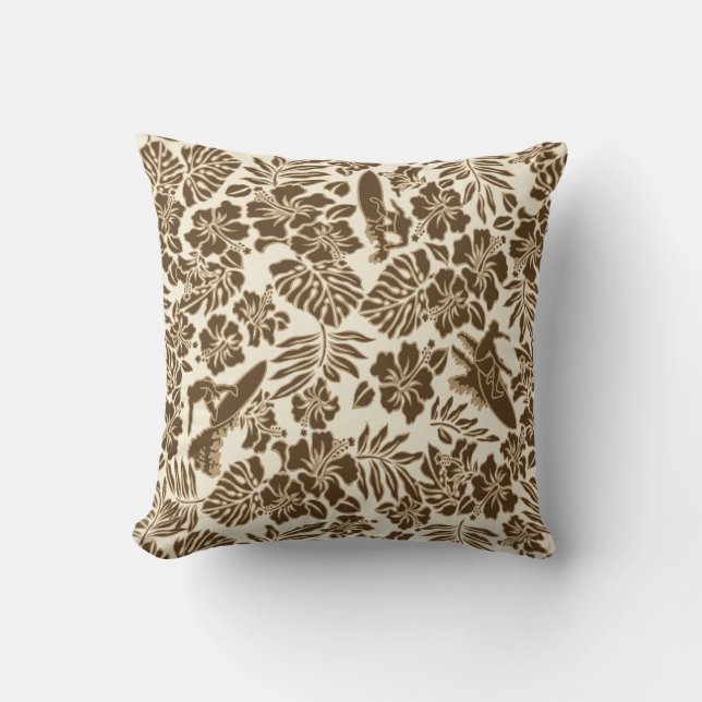 Surf Pareau Hawaiian Reversible Square Pillow (Front)