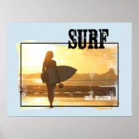 Surf Poster Surfer Girl