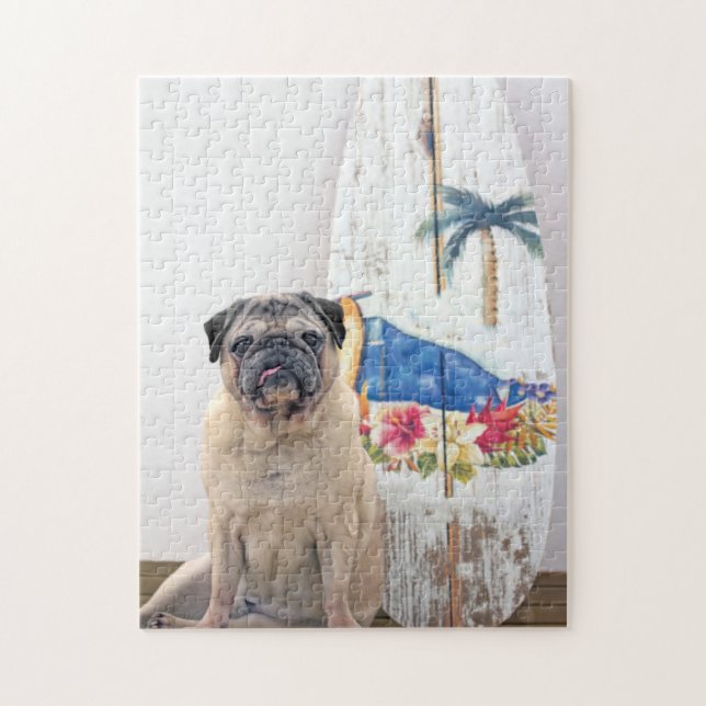Surf Pug Jigsaw Puzzle (Vertical)