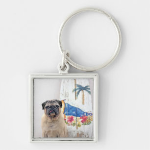 Surf Pug Keychain