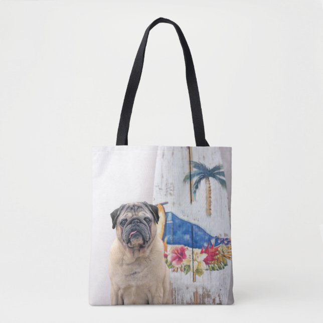 Surf Pug Tote Bag (Front)