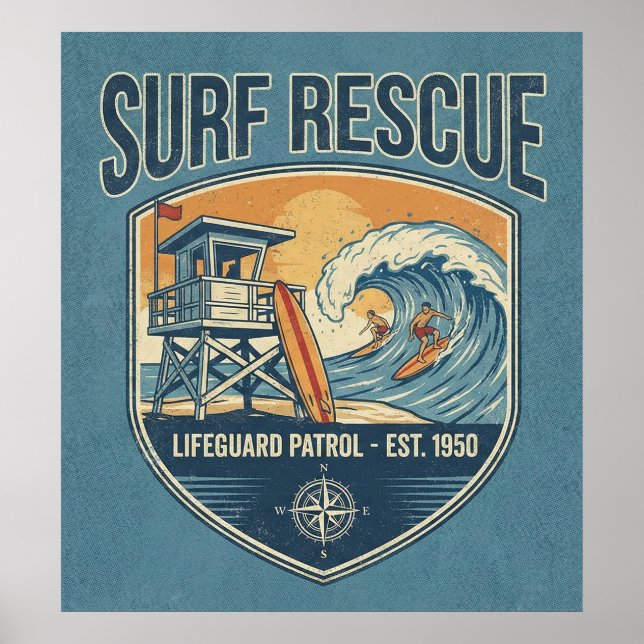 Surf Rescue Lifeguard Patrol Est 1950 Poster (Front)