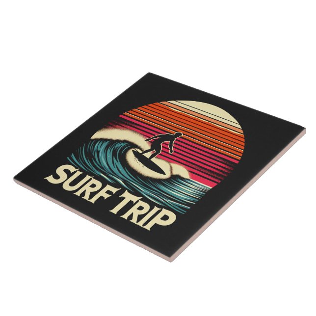 Surf retro sunset holidays tile (Side)