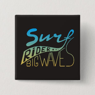 Surf Rider Big Waves 2 Inch Square Button