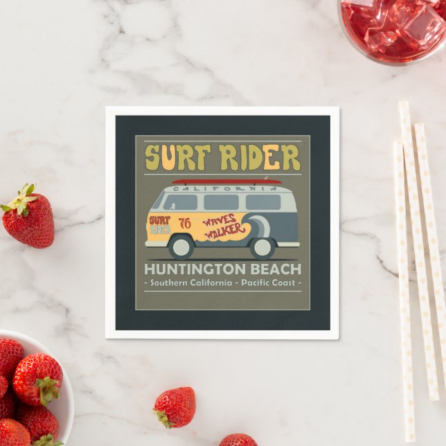 Surf Rider Huntington Beach Poster Napkin (Insitu)
