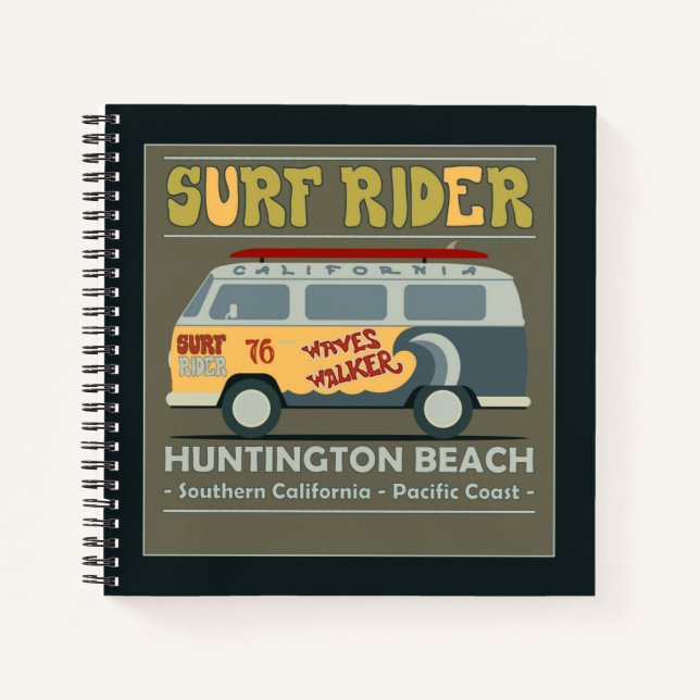 Surf Rider Huntington Beach Poster Notebook (Front)