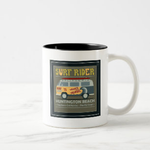 Surf Rider Huntington Beach Poster Two-Tone Coffee Mug