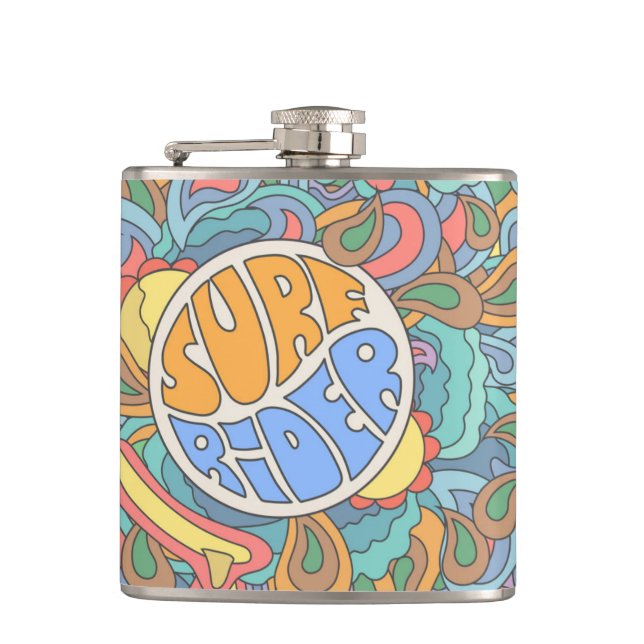 Surf Rider Pattern Hip Flask (Front)