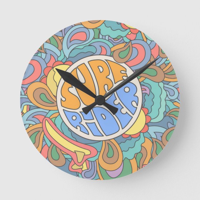 Surf Rider Pattern Round Clock (Front)