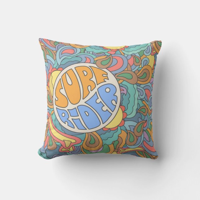 Surf Rider Pattern Throw Pillow (Front)
