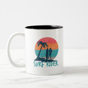 Surf Rider-Riding the waves-surfing-Big wave Two-Tone Coffee Mug