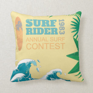 Surf Rider Surf Contest  1983 Throw Pillow