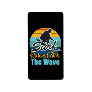 Surf Riders Catch the Waves Label