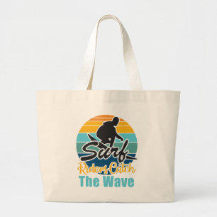 Surf Riders Catch the Waves Large Tote Bag
