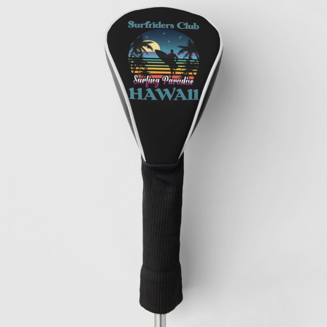 Surf riders Club, Surfing Paradise, Hawaii Golf Head Cover (Front)