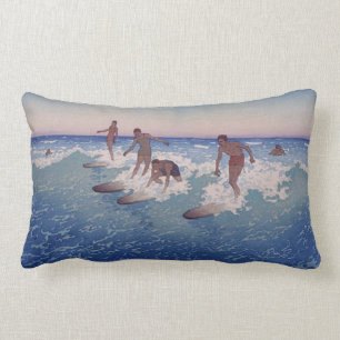 'Surf-Riders, Honolulu' - Charles W. Bartlett Lumbar Pillow