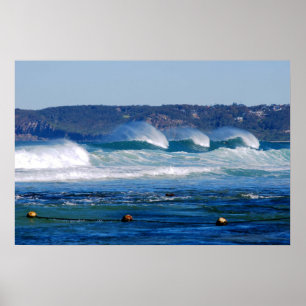 Surf Rolling In - Newcastle Beach NSW Australia Poster