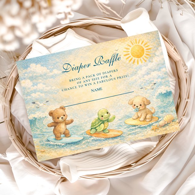Surf’s Up Baby Shower Diapper Raffle Enclosure Card (Creator Uploaded)