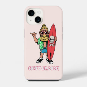 Surf’s Up Dude Bearded Cartoon Surfer iPhone 14 Case