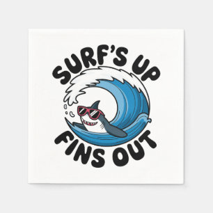Surf’s Up, Fins Out - Cool Surfing Design Napkin