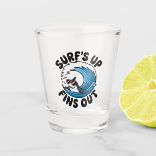 Surf’s Up, Fins Out - Cool Surfing Design Shot Glass