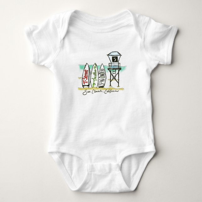 Surf San Clemente Baby Bodysuit (Front)