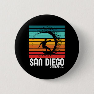 Surf San Diego California Beach Vintage Retro Surf 2 Inch Round Button