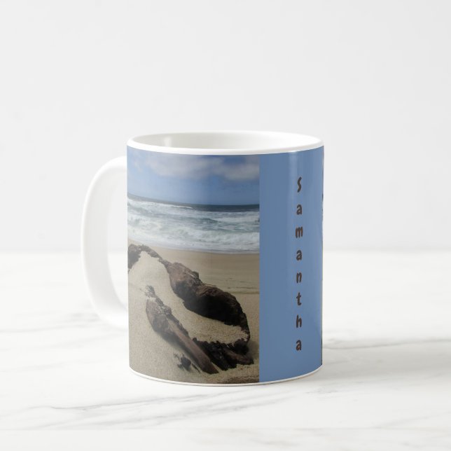Surf Sand and Driftwood West Coast Landscape Beach Coffee Mug (Front Left)