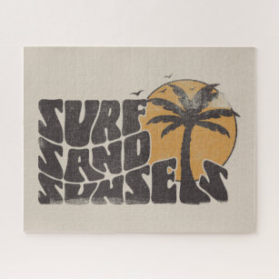 Surf Sand Sunsets Beach Life Palm Tree Jigsaw Puzzle