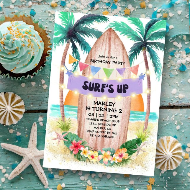 Surf & Sea | Surf's Up Beach Birthday  Invitation (Creator Uploaded)