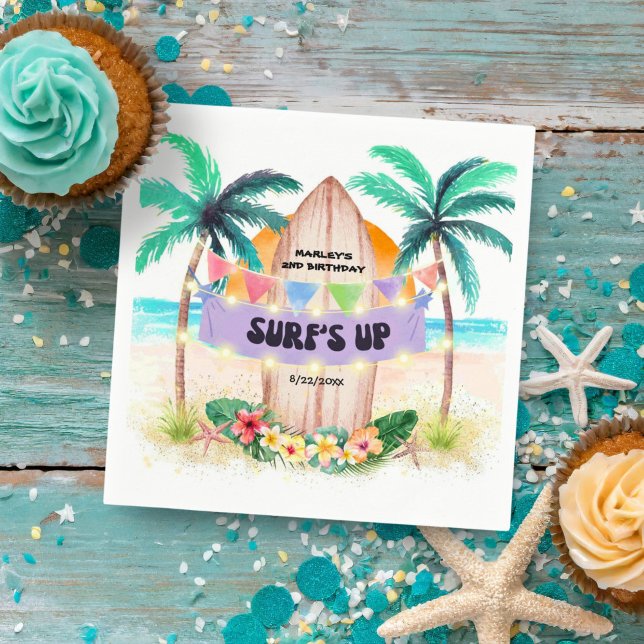 Surf & Sea | Surf's Up Tropical Beach Party  Napkin (Creator Uploaded)