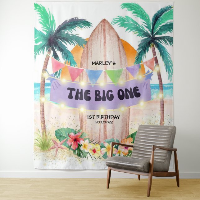 Surf & Sea | The Big One Beach Birthday Tapestry (In Situ)