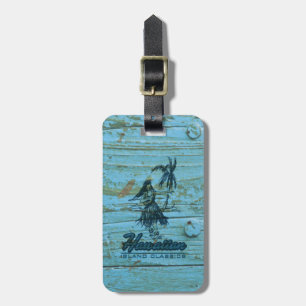 Surf Shack Hawaiian Faux Wood Luggage Tag