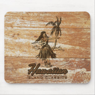 Surf Shack Hawaiian Faux Wood Mouse Pad