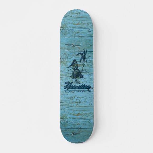 Surf Shack Hawaiian Faux Wood Skateboard (Front)