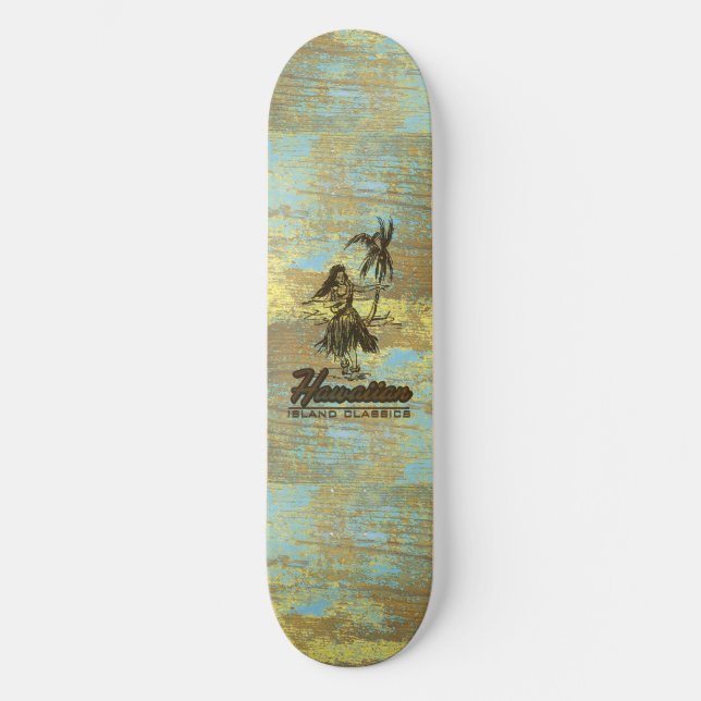 Surf Shack Hawaiian Faux Wood Skateboard (Front)