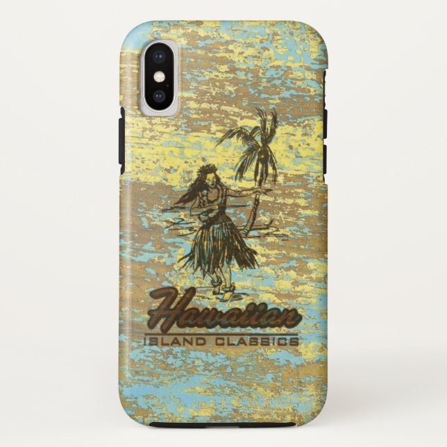 Surf Shack Hawaiian Faux Wood Surfboard Case-Mate iPhone Case (Back)
