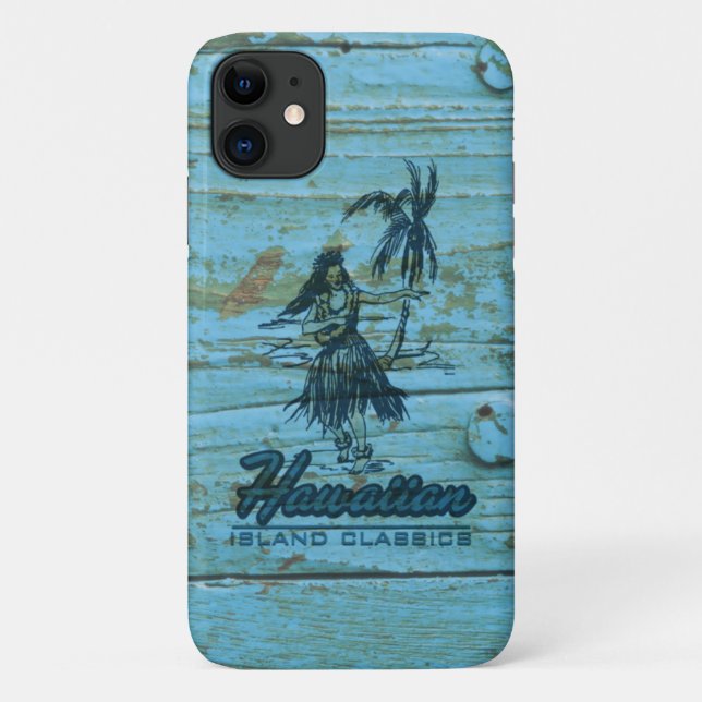 Surf Shack Hawaiian Faux Wood Turquoise Case-Mate iPhone Case (Back)