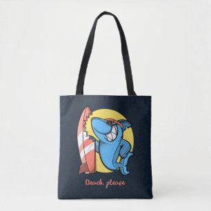 Surf Shark Beach Please Tote Bag