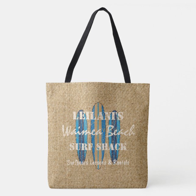Surf Sign Customize Monogram Hawaiian Beach Bag (Front)