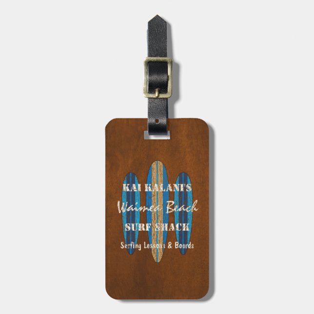 Surf Sign Customize Monogram Hawaiian Surfboards Luggage Tag (Front Vertical)