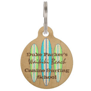 Surf Sign Customize Monogram Hawaiian Surfboards Pet Tag