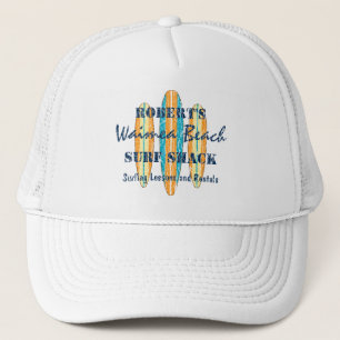 Surf Sign Distressed Monogram Hawaiian Surfboards Trucker Hat