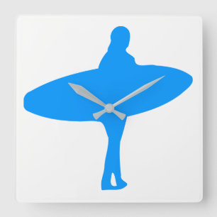 Surf Silhouette Square Wall Clock
