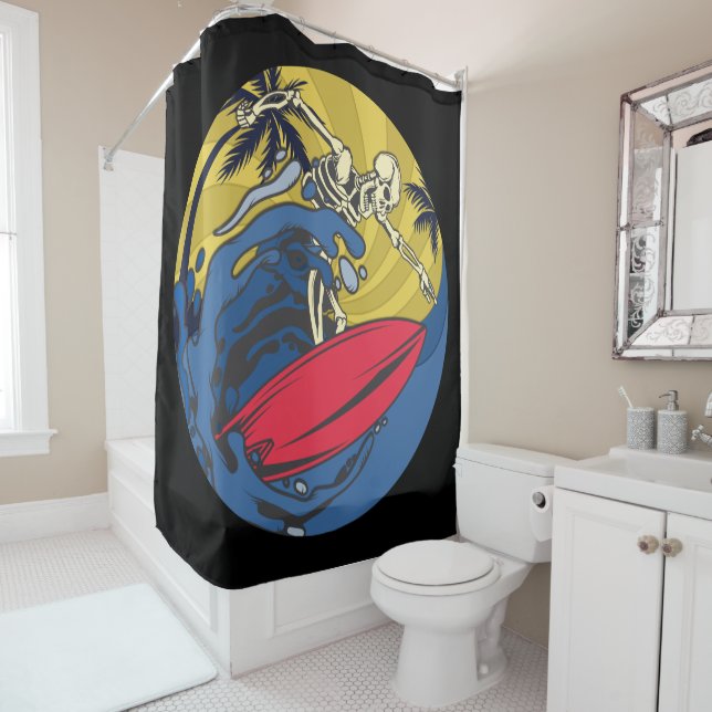 Surf Skeleton Douche rideau (En situation)