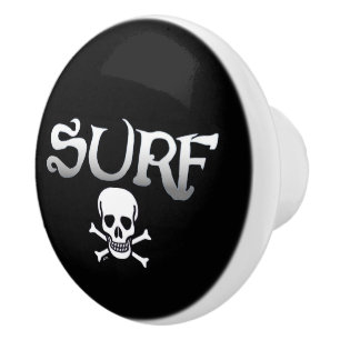 Surf Skull black ceramic knob