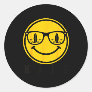 Surf smile sunglasses surfboard reflection beach classic round sticker
