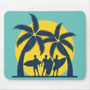 Surf sun and palm trees cool surf mouse pad