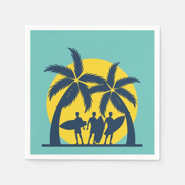 Surf sun and palm trees cool surf napkin (Front)